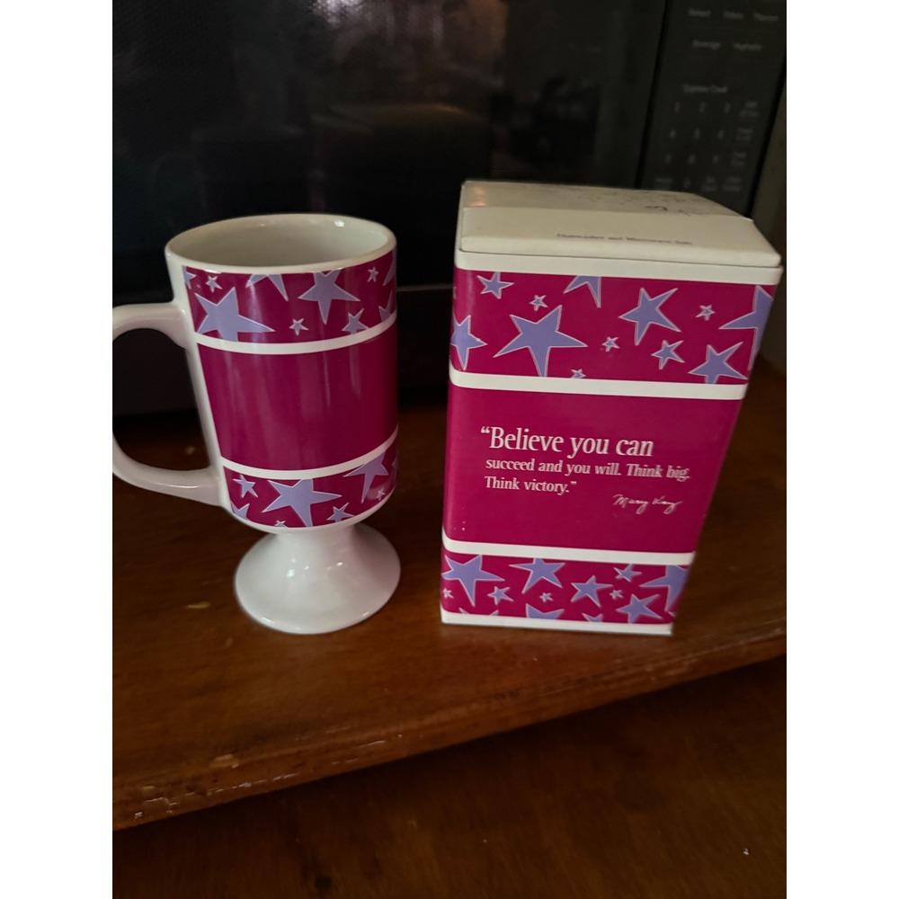 Mary Kay Believe You Can Succeed Pink‎ Star Pedestal Coffee Mug with Box